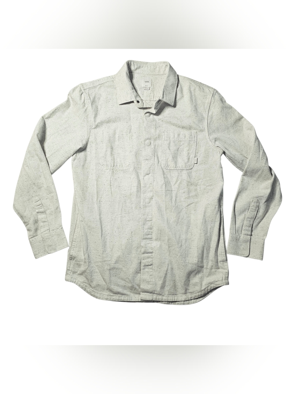 Vans Light Gray Long Sleeve Button-Down Shirt with Chest Pocket Size Medium - Picture 2 of 10